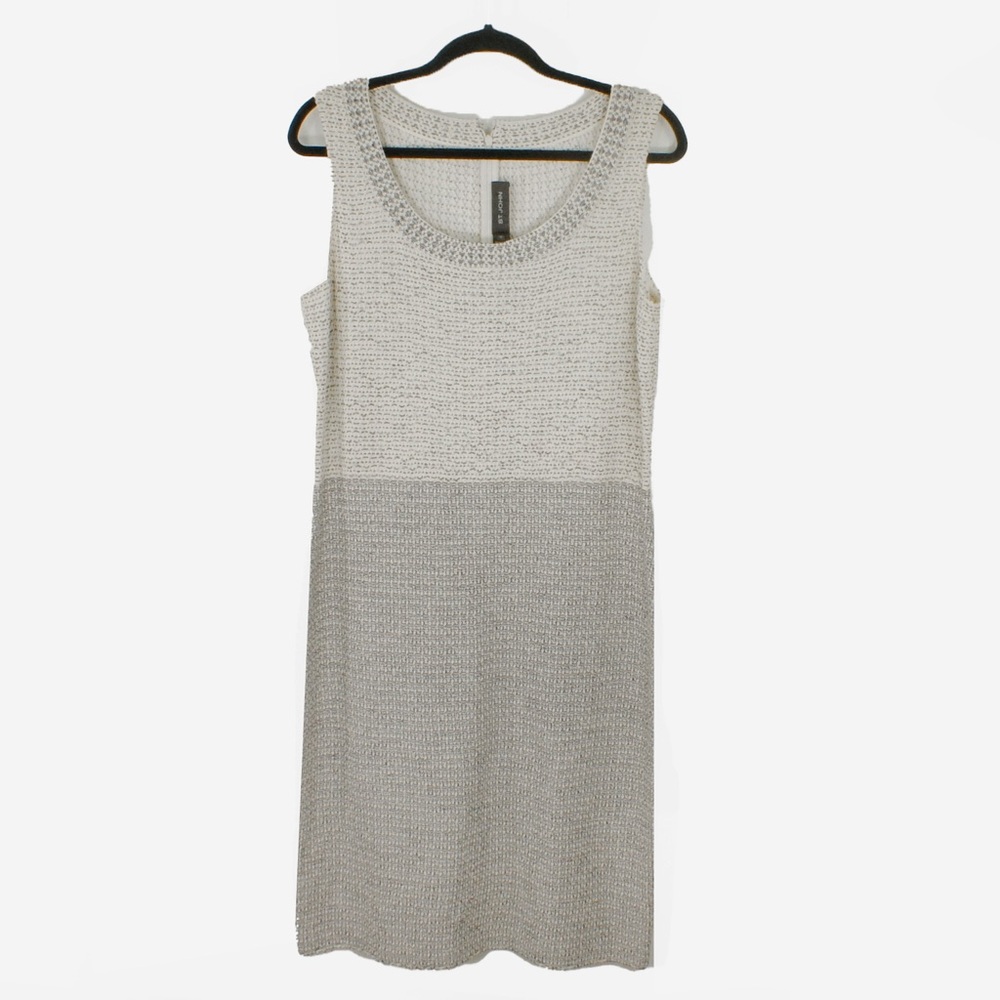 St. John Knit Two Tone Tweed Wool Knit Sleeveless Dress